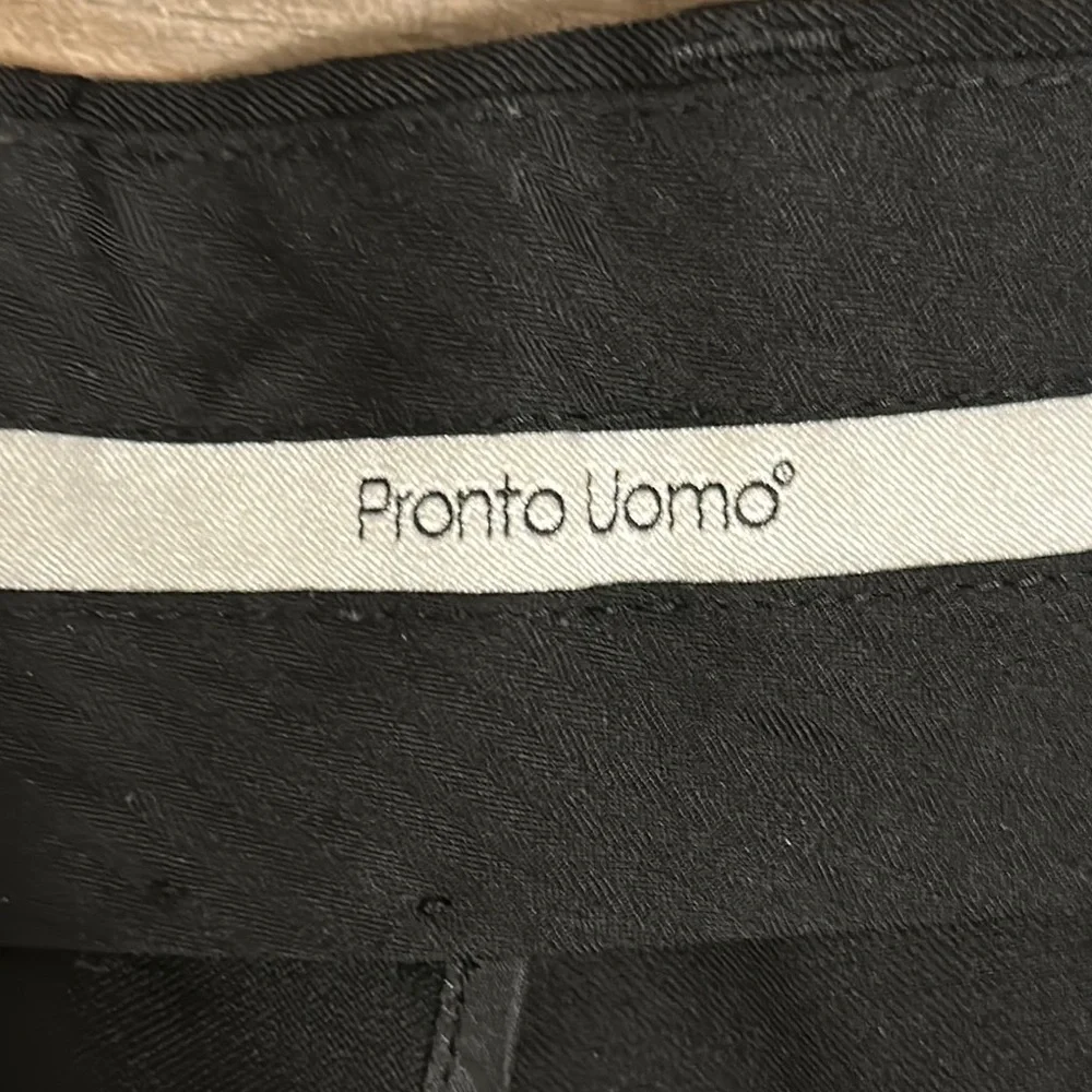 Pronto Uomo Platinum Men’s 44x30 Black Flat Front Wool Suit Trousers Dress Pants
